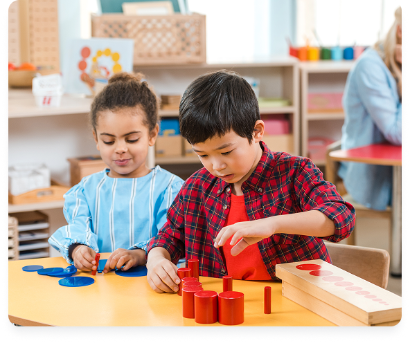 Students engaged in playful mathematics learning in a classroom
